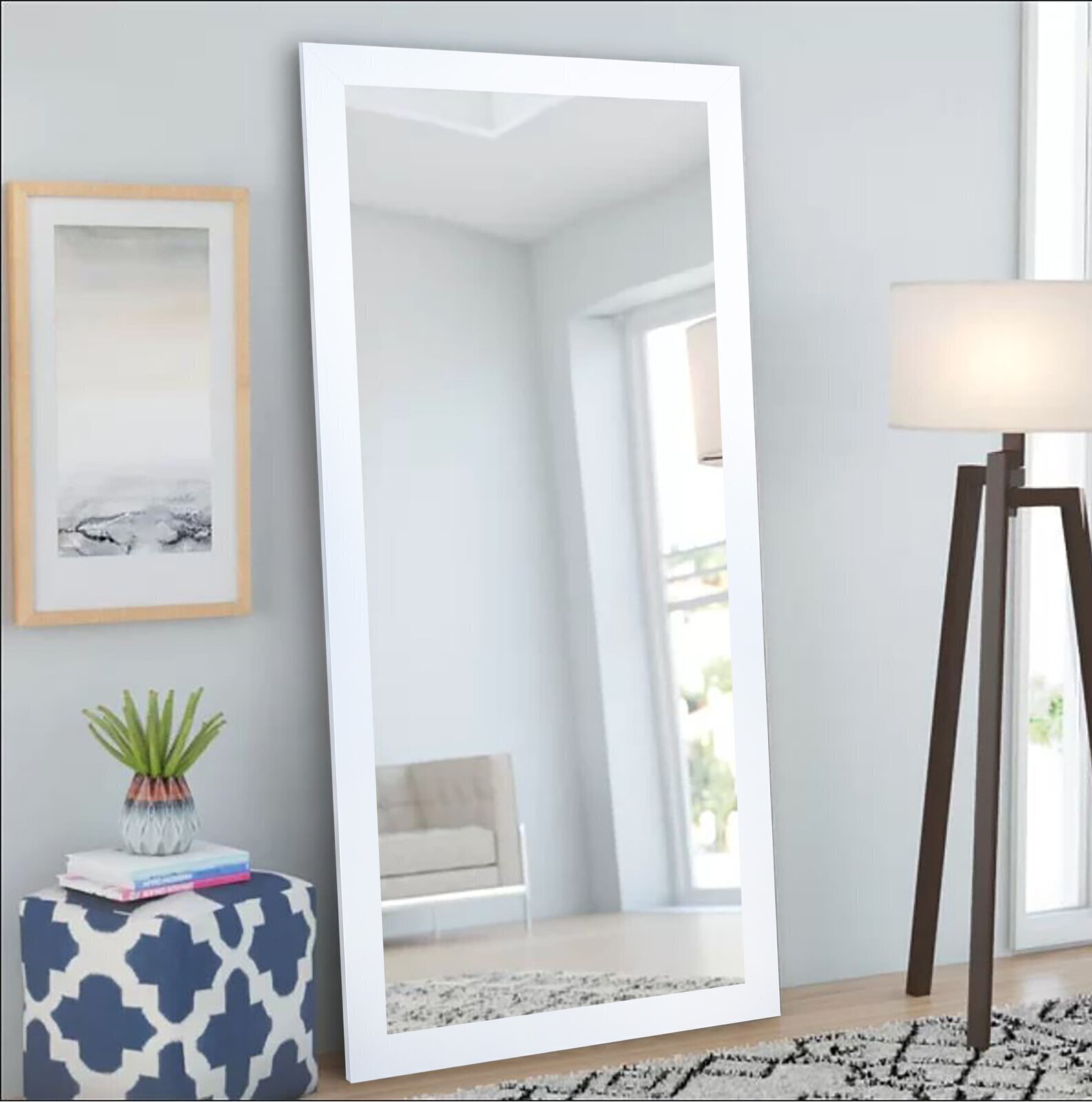 Floor Mirror with Thick Frame