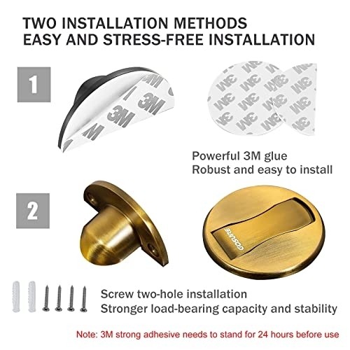 Floor Mount Magnet Door Stopper - Invisible Magnetic Door Stop, Magnets Door Stops Wall Prop Hold Open Doorstop, with 3M Adhesive No Drilling, for Home Office Bedroom Door Stop (1, Yellow)