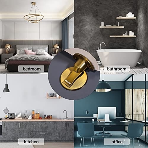 Floor Mount Magnet Door Stopper - Invisible Magnetic Door Stop, Magnets Door Stops Wall Prop Hold Open Doorstop, with 3M Adhesive No Drilling, for Home Office Bedroom Door Stop (1, Yellow)