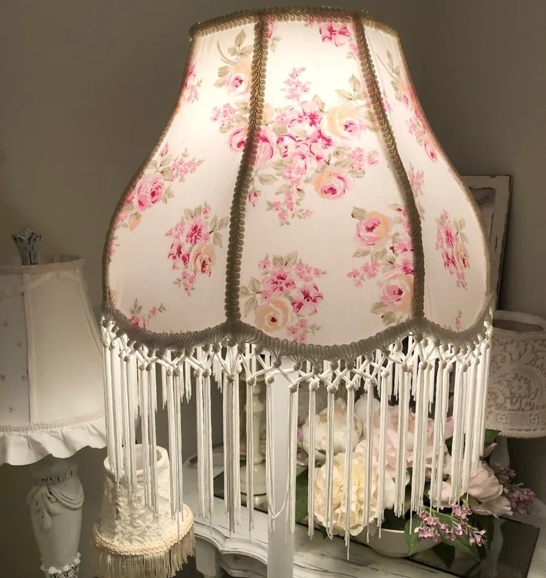Floral Beaded Shabby Chic Lamp Shades 