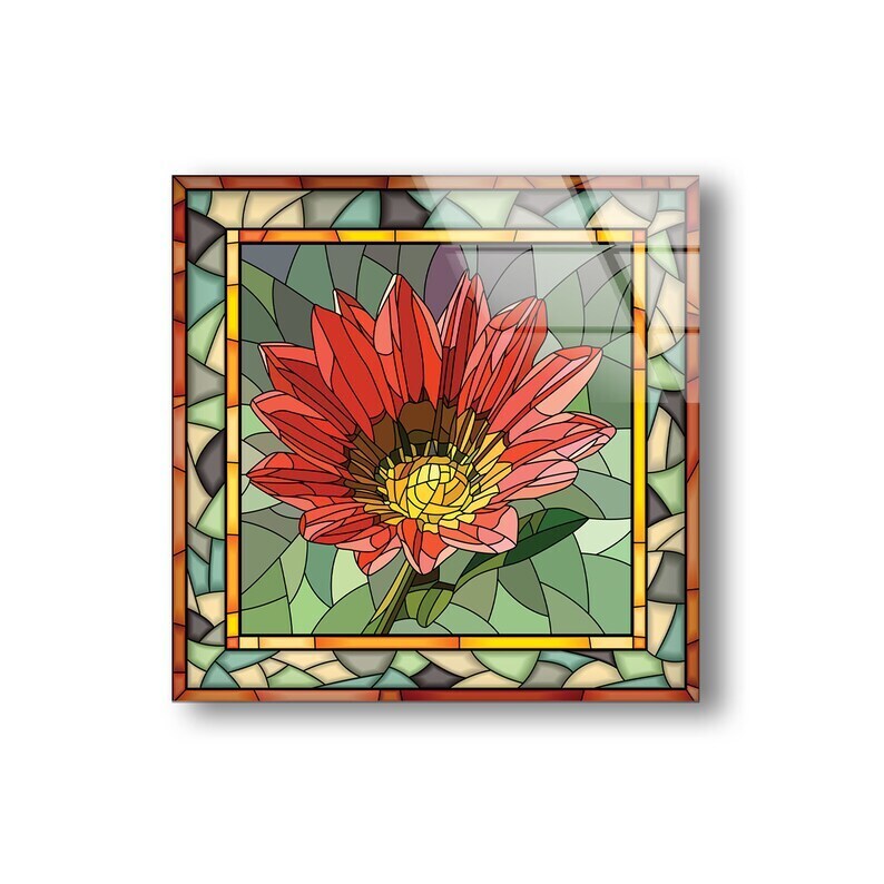 Floral stained glass wall art