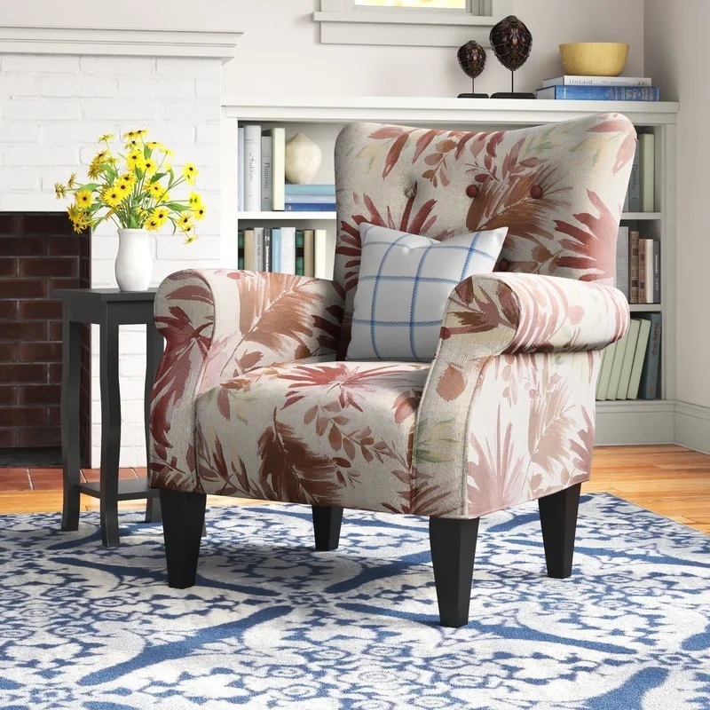 Floral Upholstered Accent Chair