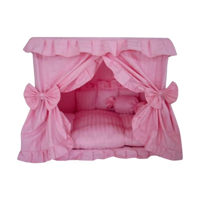 Fluffy Pink Dog Bed House