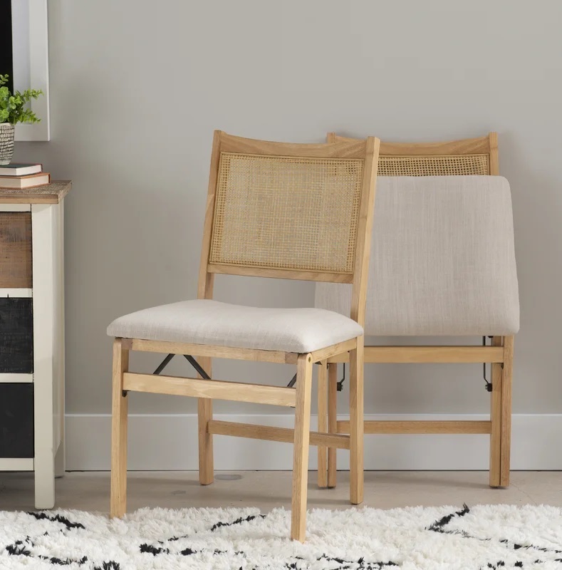 Folding Rattan Chair With Padded Seat