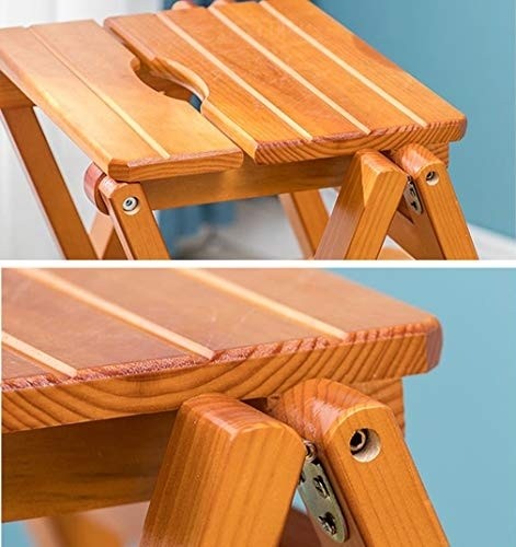 Folding Step Stool Step Ladder 3 Tier, Multi-Functional Folding Solid Wood Ladder Stool, Step Stool Household Muliti-Color Step Ladder Stool for Household and Office 330lbs,White,2step