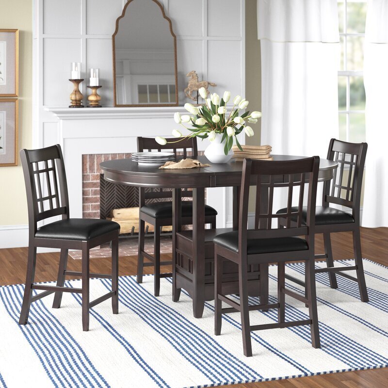 Formal round dining room set with storage