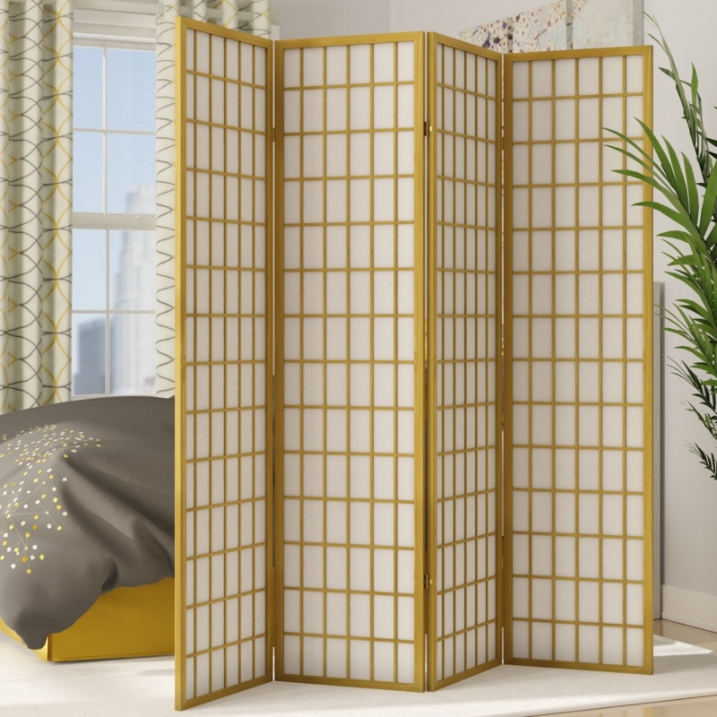 Freese 69'' W x 70.25'' H 4 - Panel Solid Wood Folding Room Divider