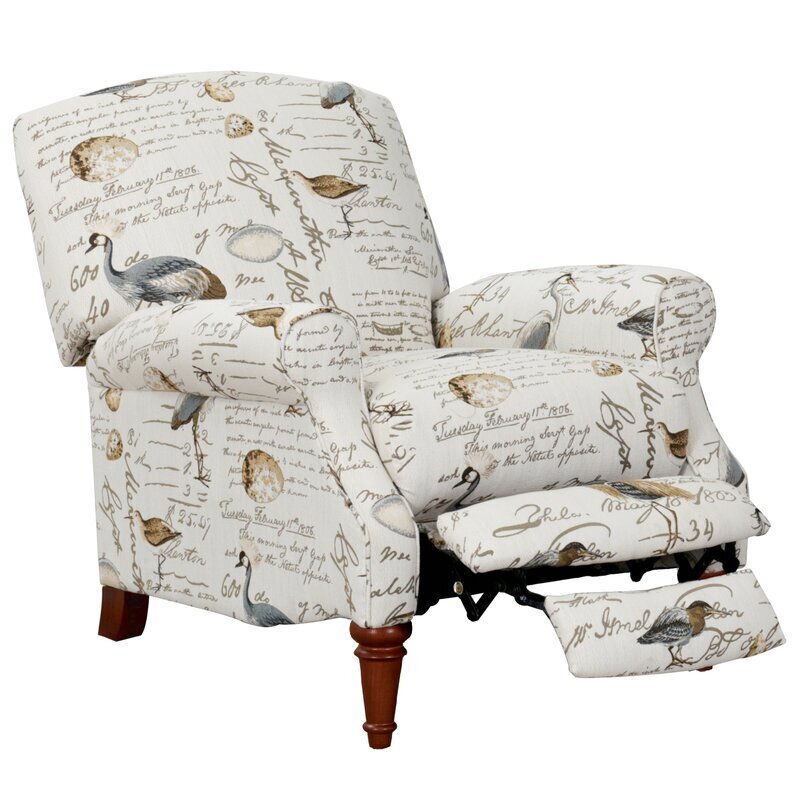 French country recliner with a nature inspired design