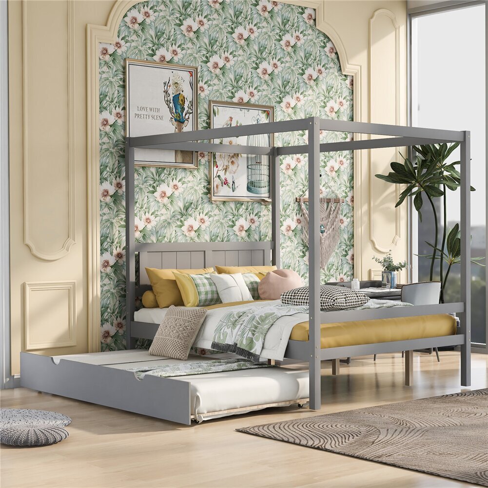 Full Size Canopy Bed With Trundle 