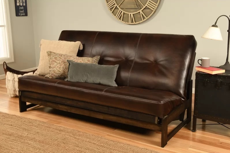 Full Size Faux Leather Futon Sofa