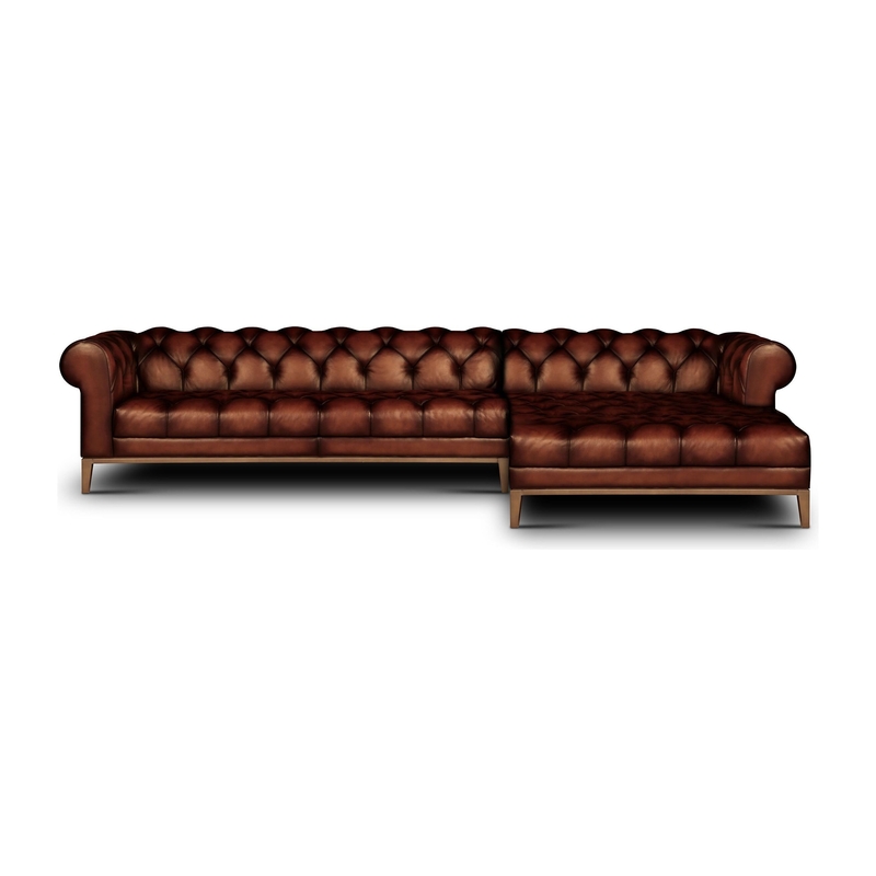 Gaga 130" Wide Genuine Leather Sofa & Chaise