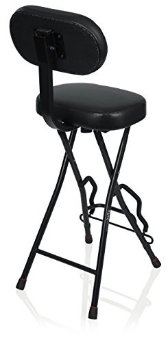 Gator Frameworks Guitar Seat with Padded Cushion, Ergonomic Backrest and Fold Out Guitar Stand; Holds both Acoustic and Electric Guitars (GFW-GTR-SEAT)