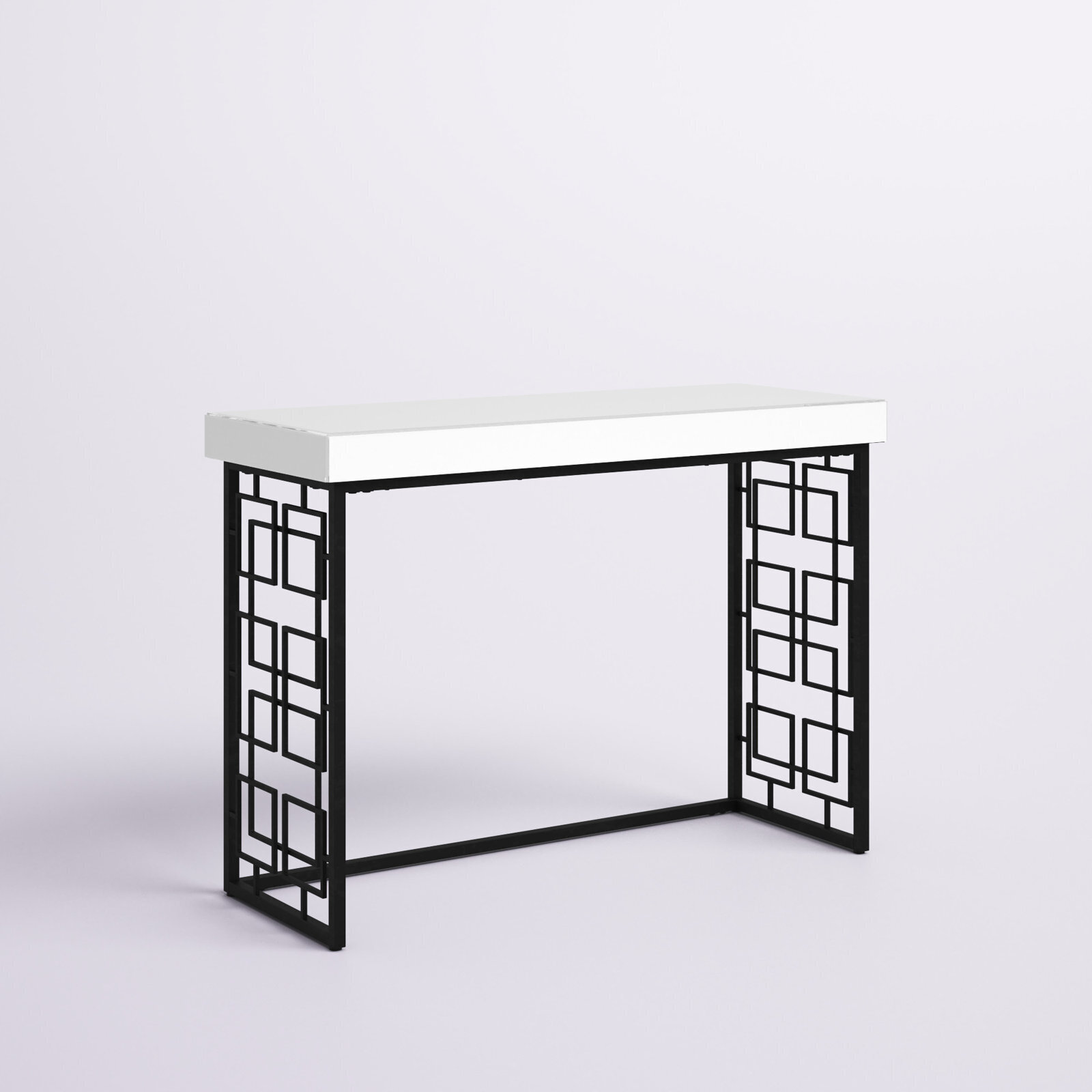 Geometric Gloss White Console Table