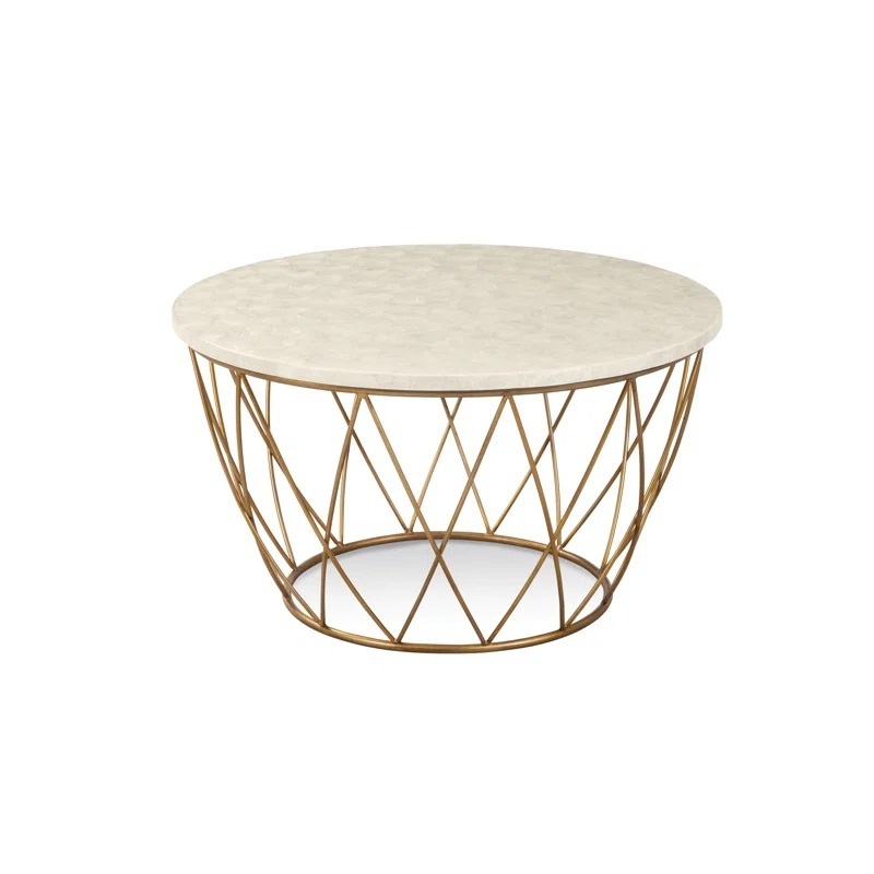 Geometric Round Stone Top Coffee Table