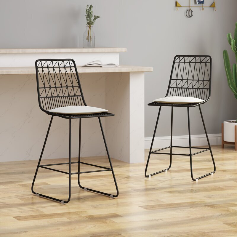 Geometric Wrought Iron Counter Height Chairs