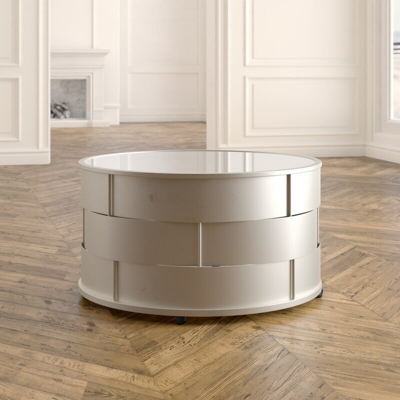 Glam coffee table with wheels