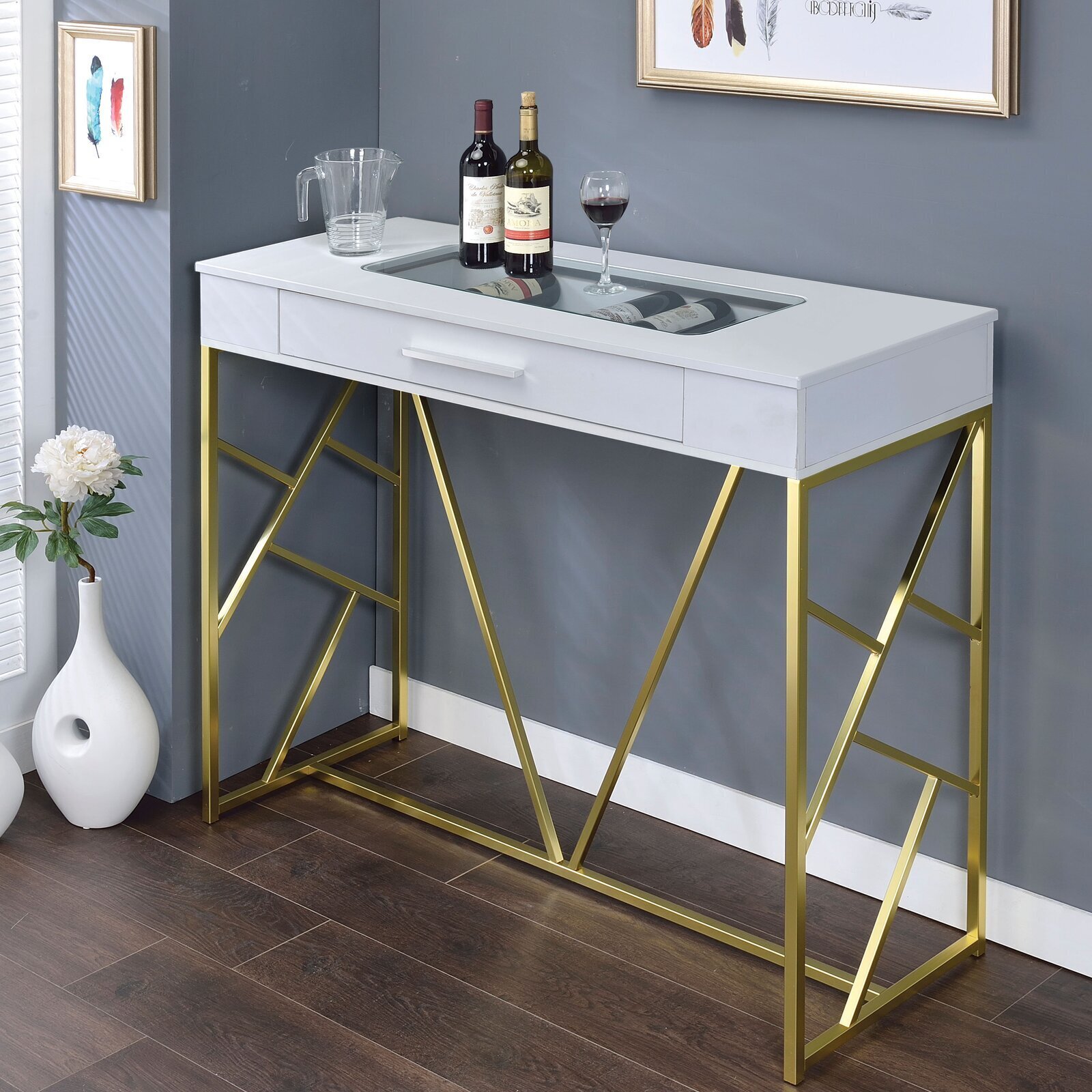 Glam dining tables with drawers