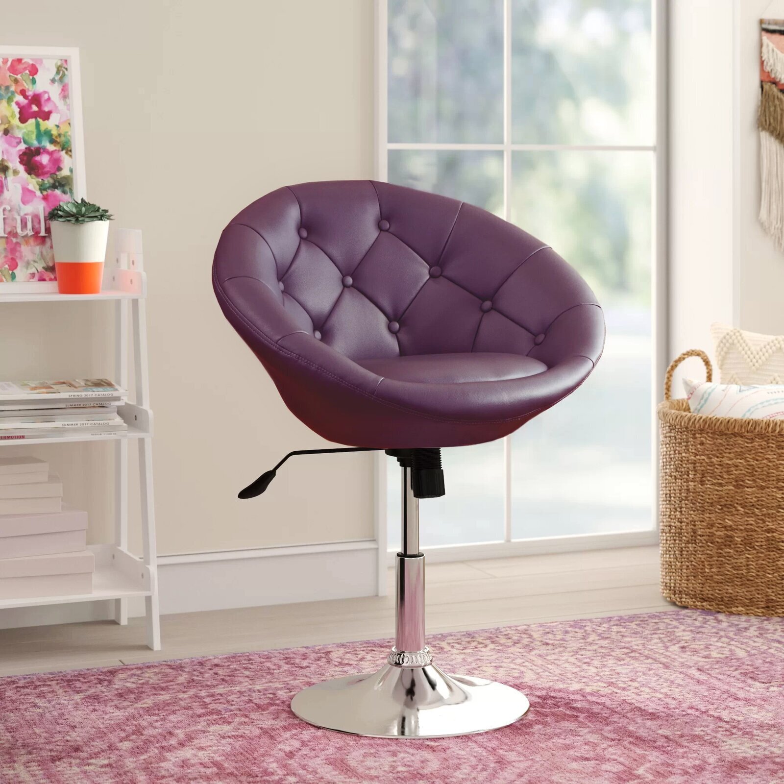 Glamorous Purple Swivel Chair