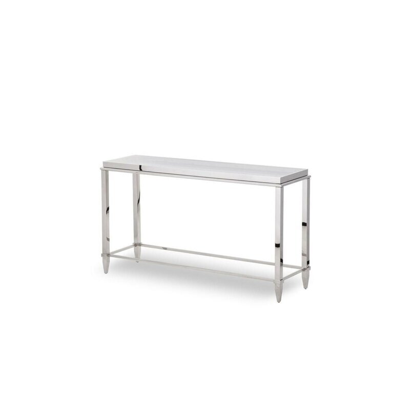 Glass and stainless steel console table