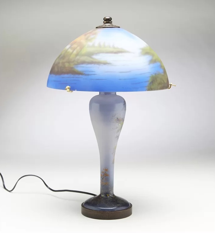 Glass vintage reverse painted lamp