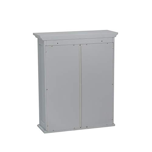 Glitzhome 24.25 Inch Wooden Wall Storage Cabinet with Double Doors Grey for Bathroom, Living Room, Bedroom, Kitchen