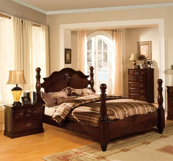 Glossy British Colonial Bedroom Furniture