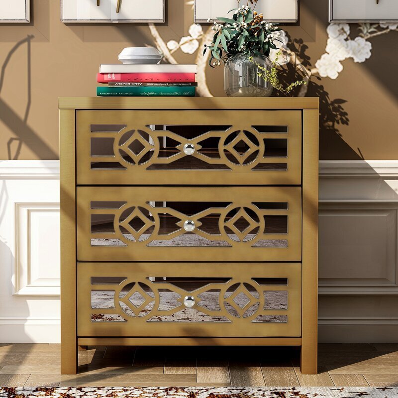 Gold and Mirrored Nightstand