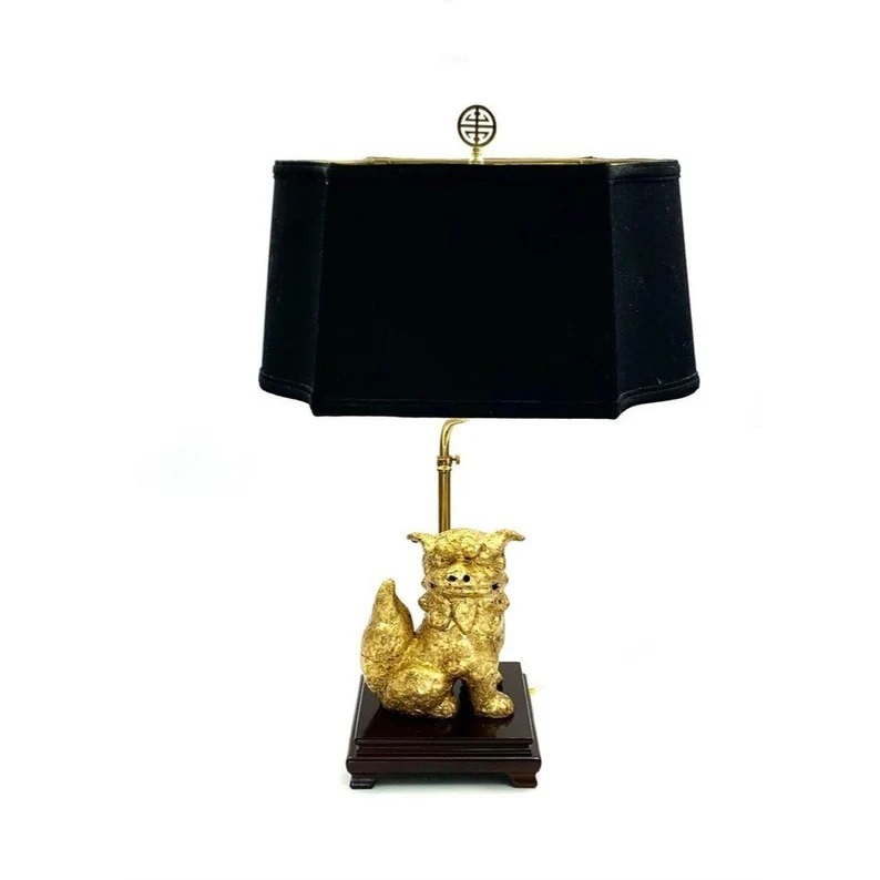 Gold Dog Lamp With Fancy Shade