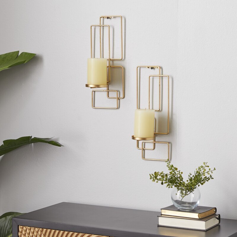 Gold Geometric Shaped Wall Candle Holders