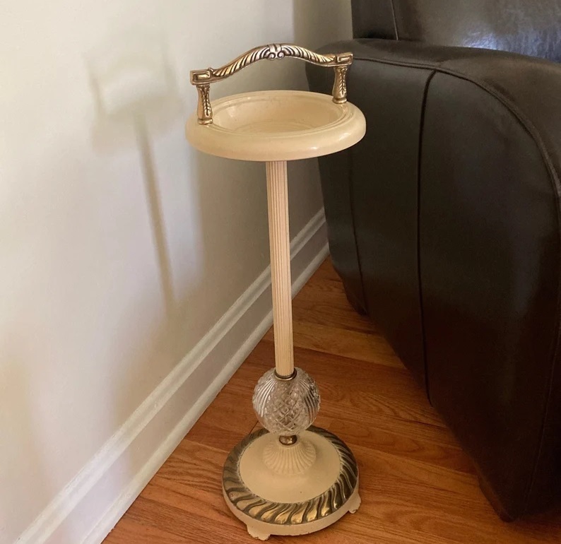 Gold Toned Antique Ashtray Stand