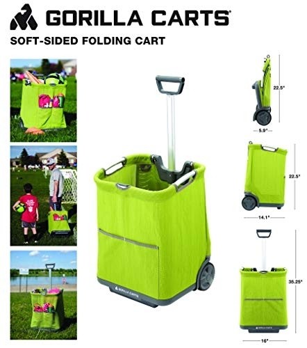 Gorilla Carts GCSS-11G-COM Collapsible Soft-Sided Folding Cart, Green