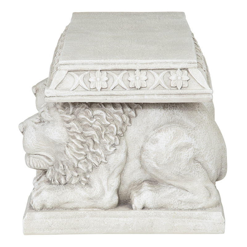 Gothic Décor Lion of St. John's Square Stone Garden Bench