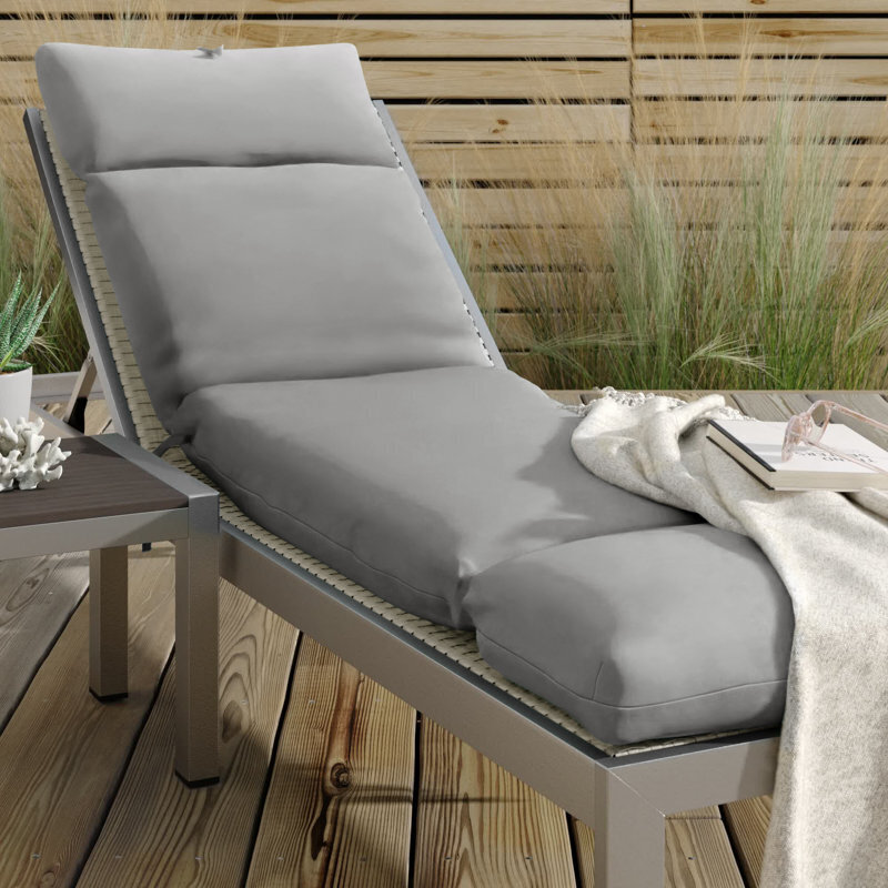 Gray Extra Long Chaise Lounge Cushion