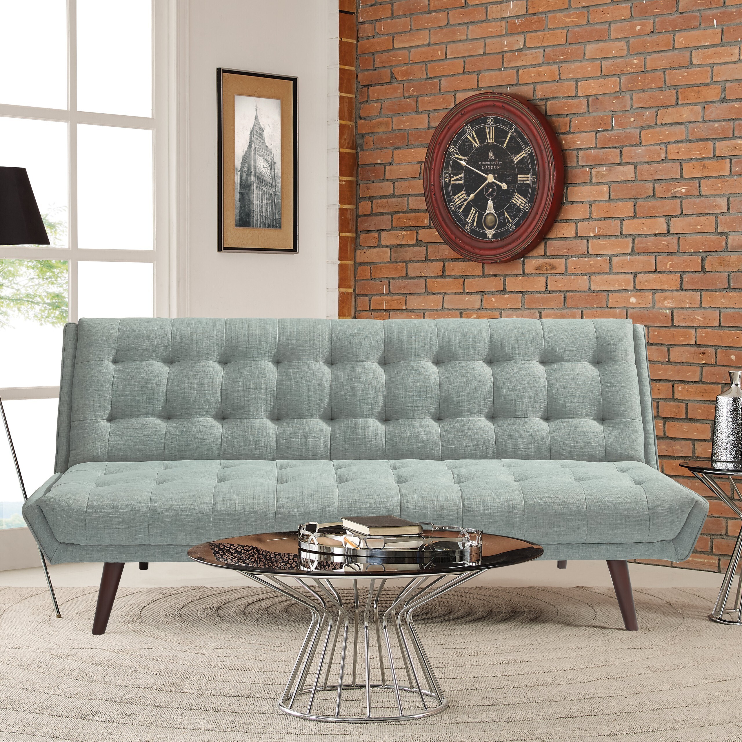 Gray Polyester Convertible Sofa