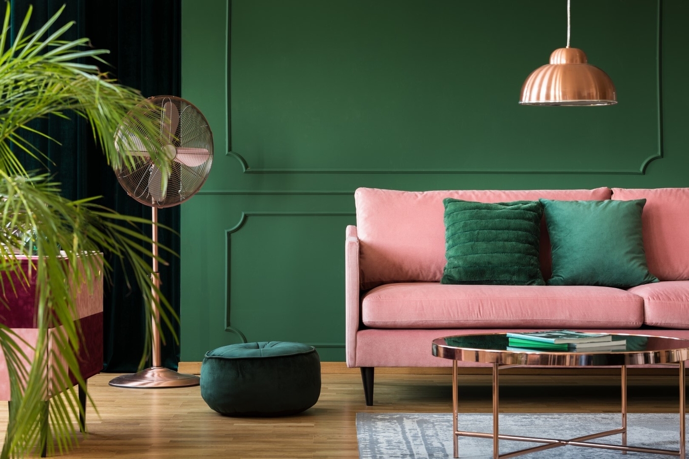 Hot Pink And Emerald Green Living Room