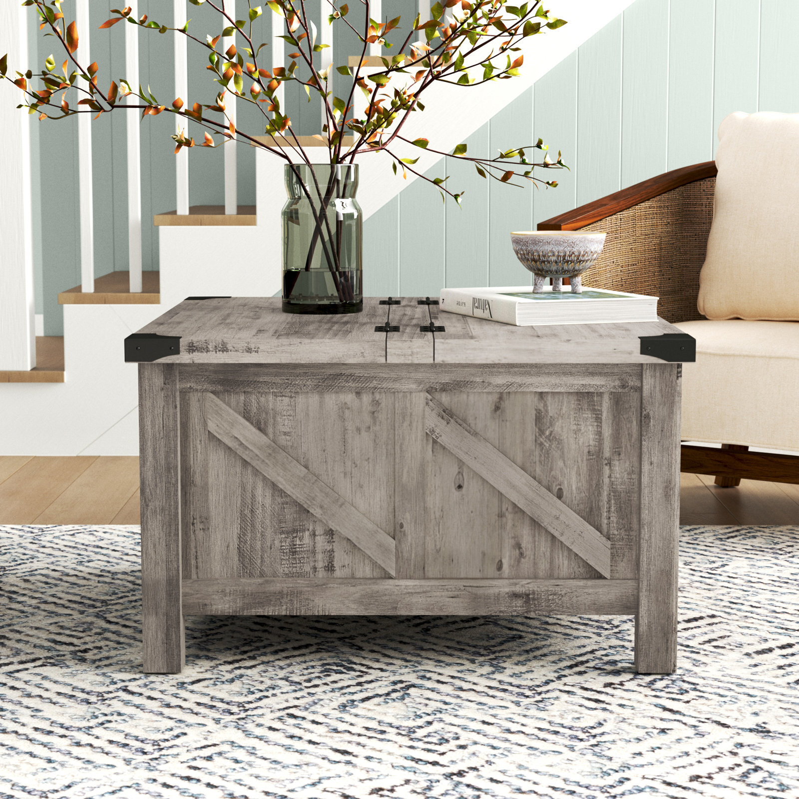 Grey chest trunk coffee table