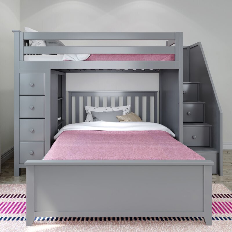 Grey L Shaped Bunk Beds With Storage