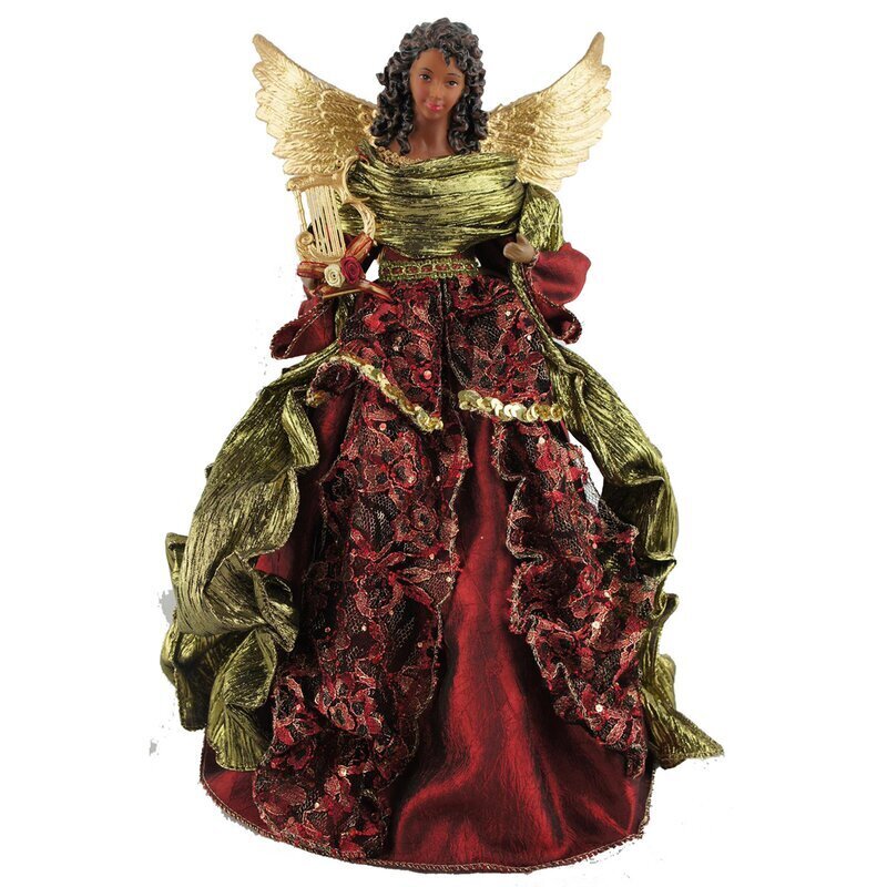 Hand Painted African American Angel Tree Topper