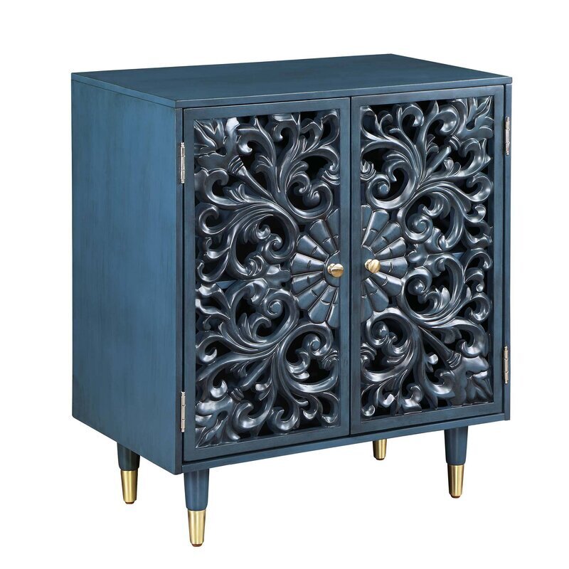 Hand painted rubberwood accent cabinet