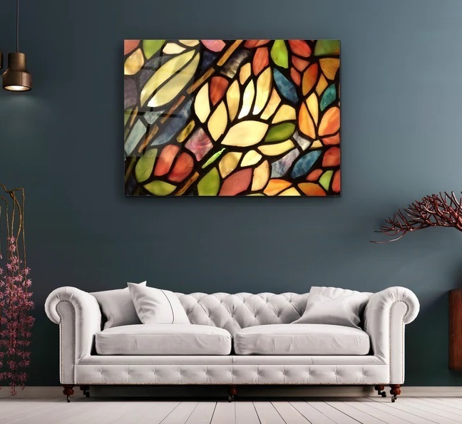 Hand painted stained glass wall art