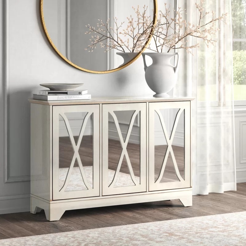 Handleless White and Mirrored Sideboard