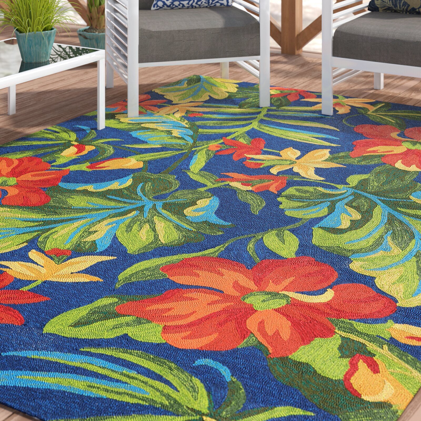 Handmade tropical area rug