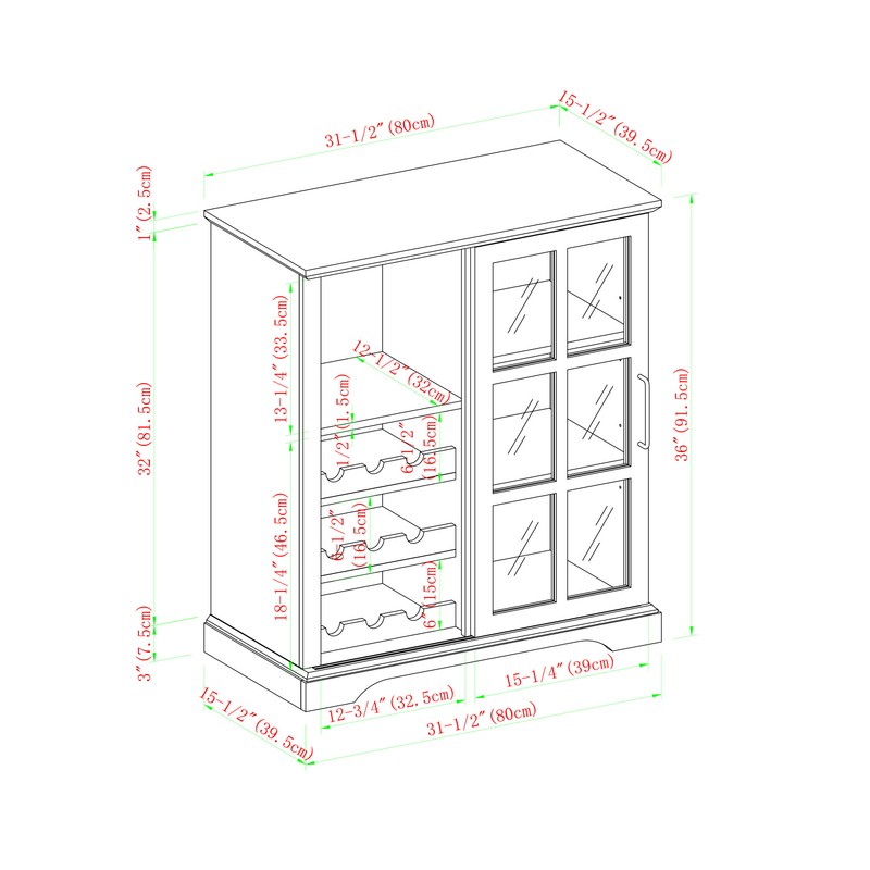 Hartwick Sliding Glass Door Bar with Wine Storage