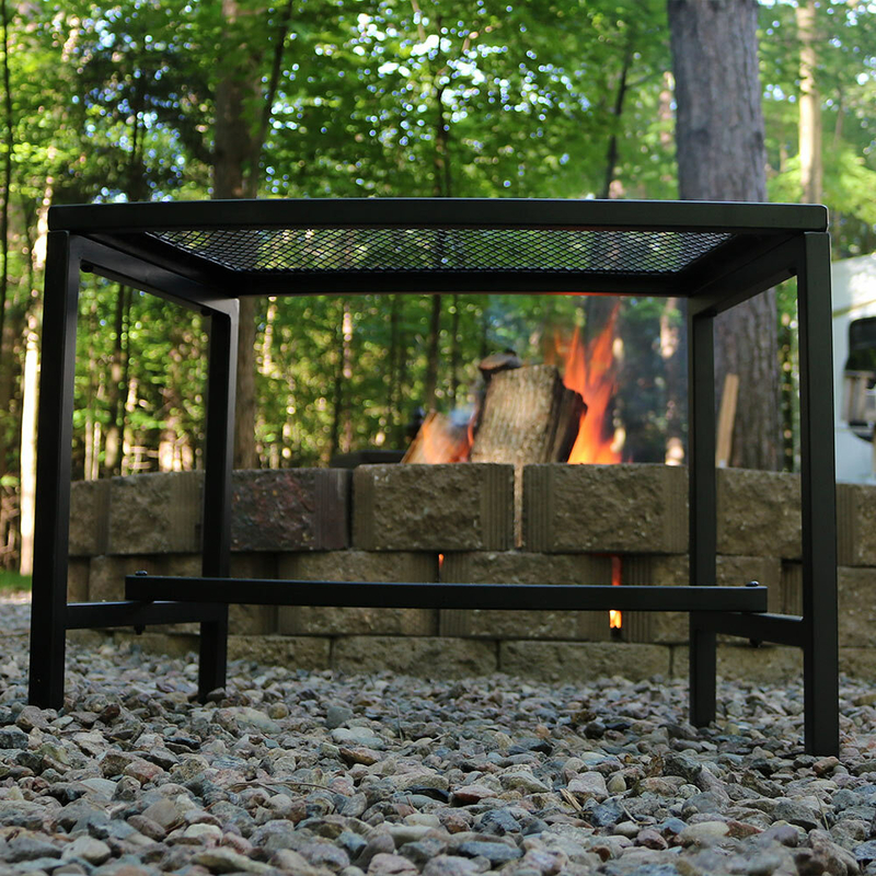 Haywood Mesh Metal Patio Fire Pit Bench