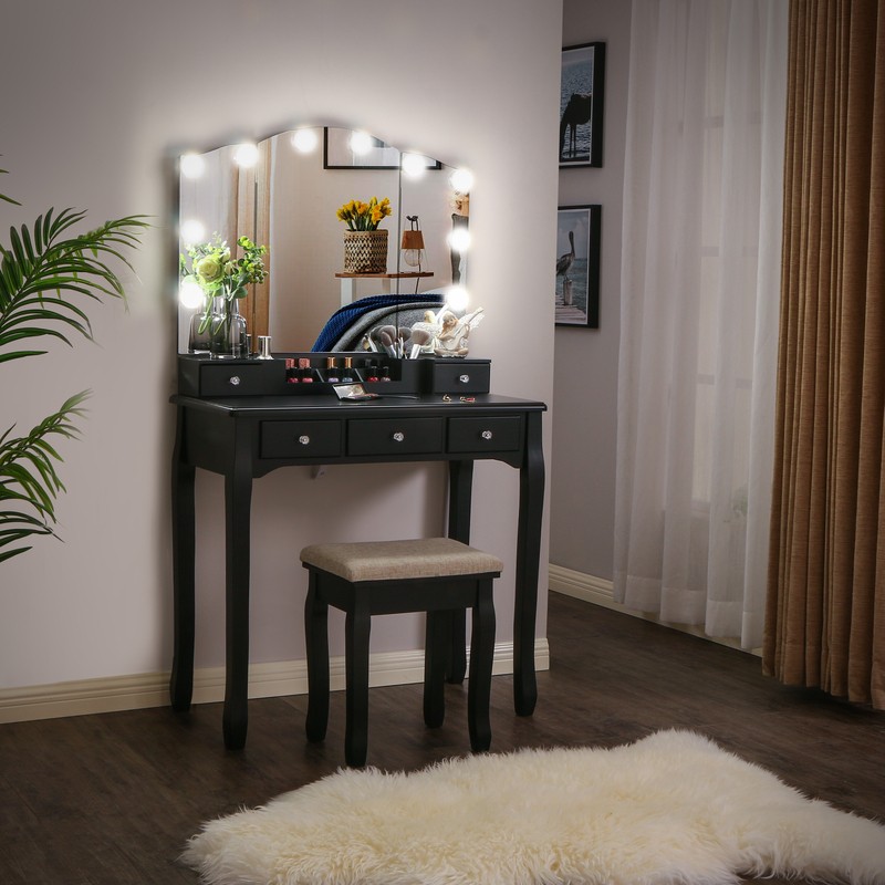 Hayword 31.5'' Wide Vanity Set with Stool and Mirror