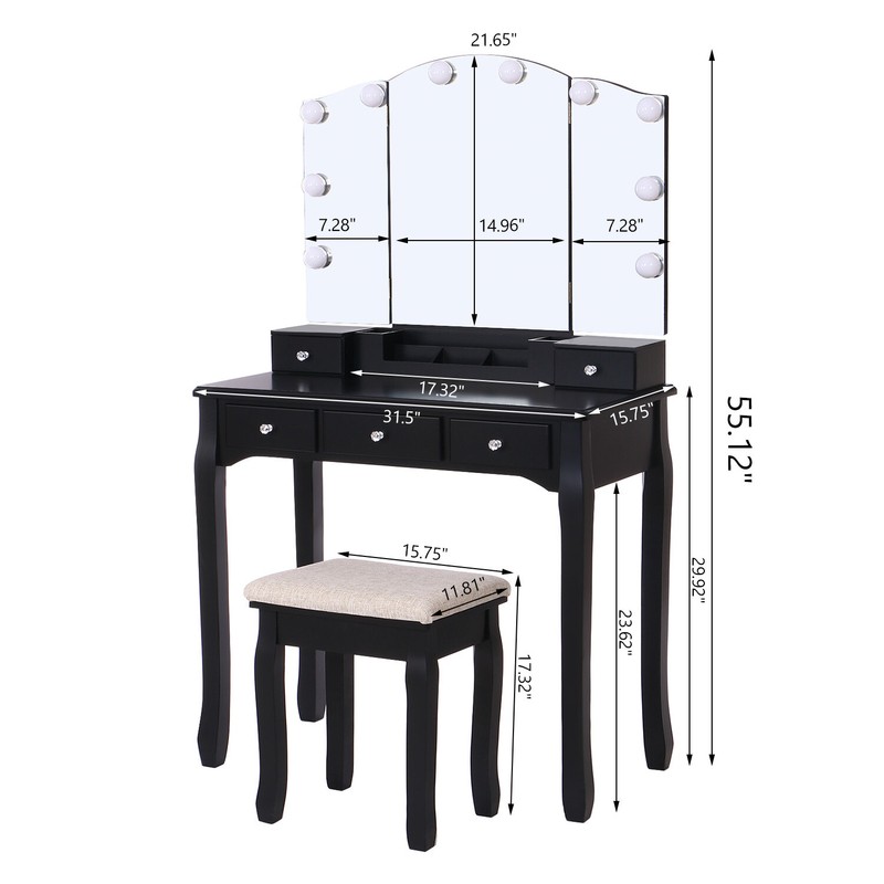 Hayword 31.5'' Wide Vanity Set with Stool and Mirror