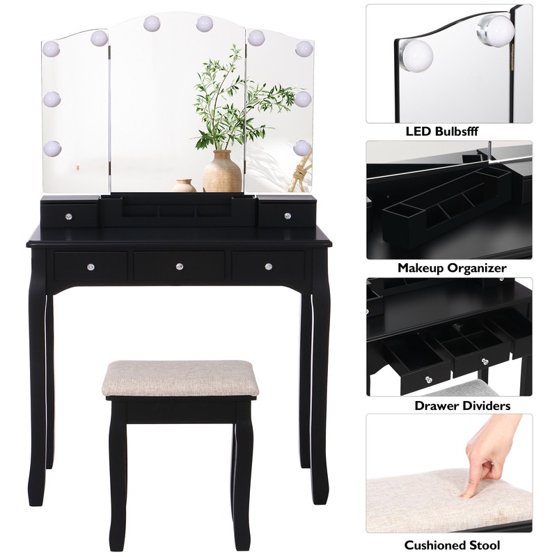 Hayword 31.5'' Wide Vanity Set with Stool and Mirror
