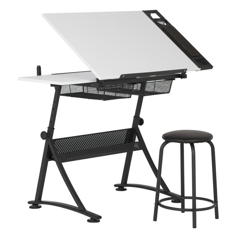 Height adjustable rectangular drafting table