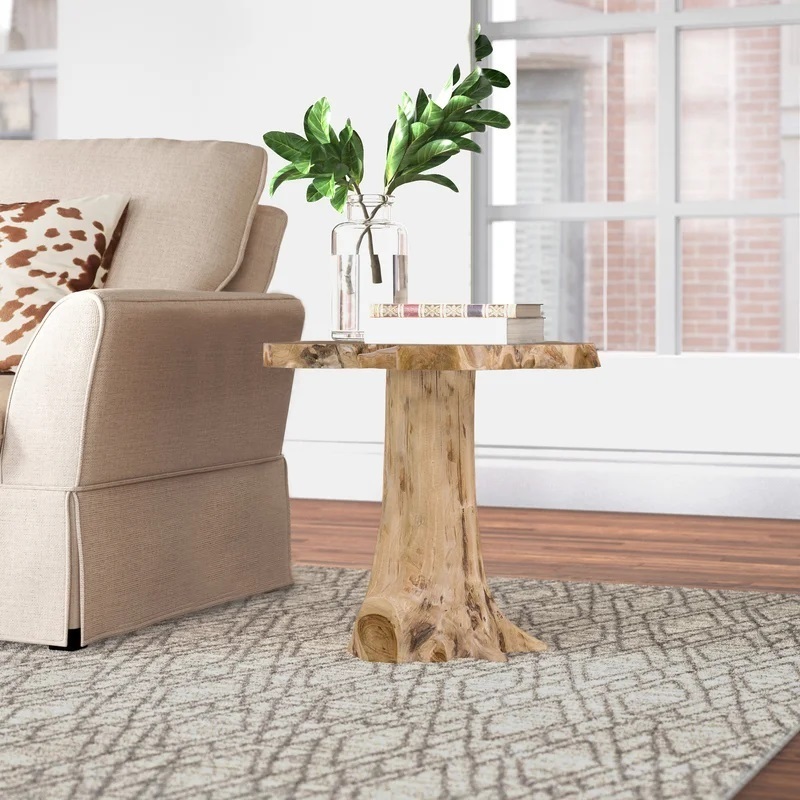 Highly Natural Distressed Wood Side Table