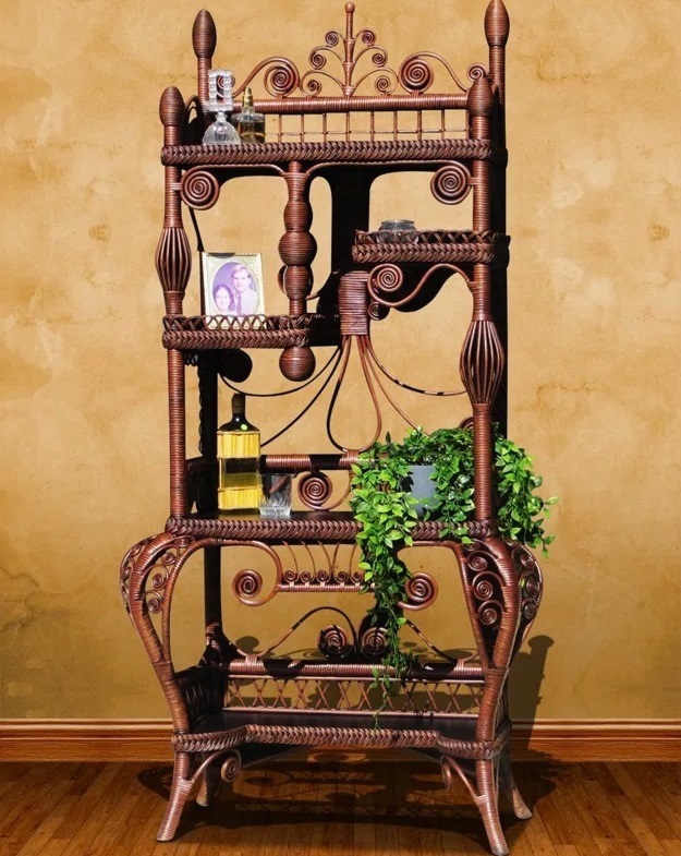 Highly Stylish Victorian Wicker Bookcase 